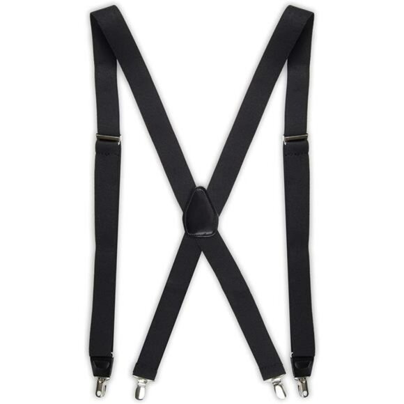 Men's Solid Adjustable Suspenders Classic Clip On Formal Dress Pants Braces - Picture 1 of 6